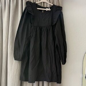 Cotton On Black Striped Ruffled Kids Dress